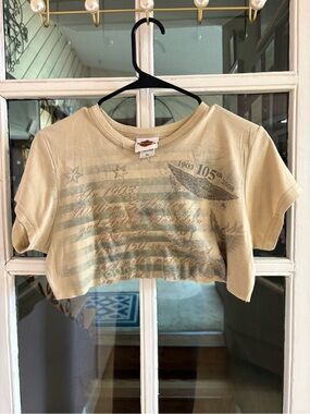 Harley-Davidson Beige Short Sleeve Graphic Crop Tee